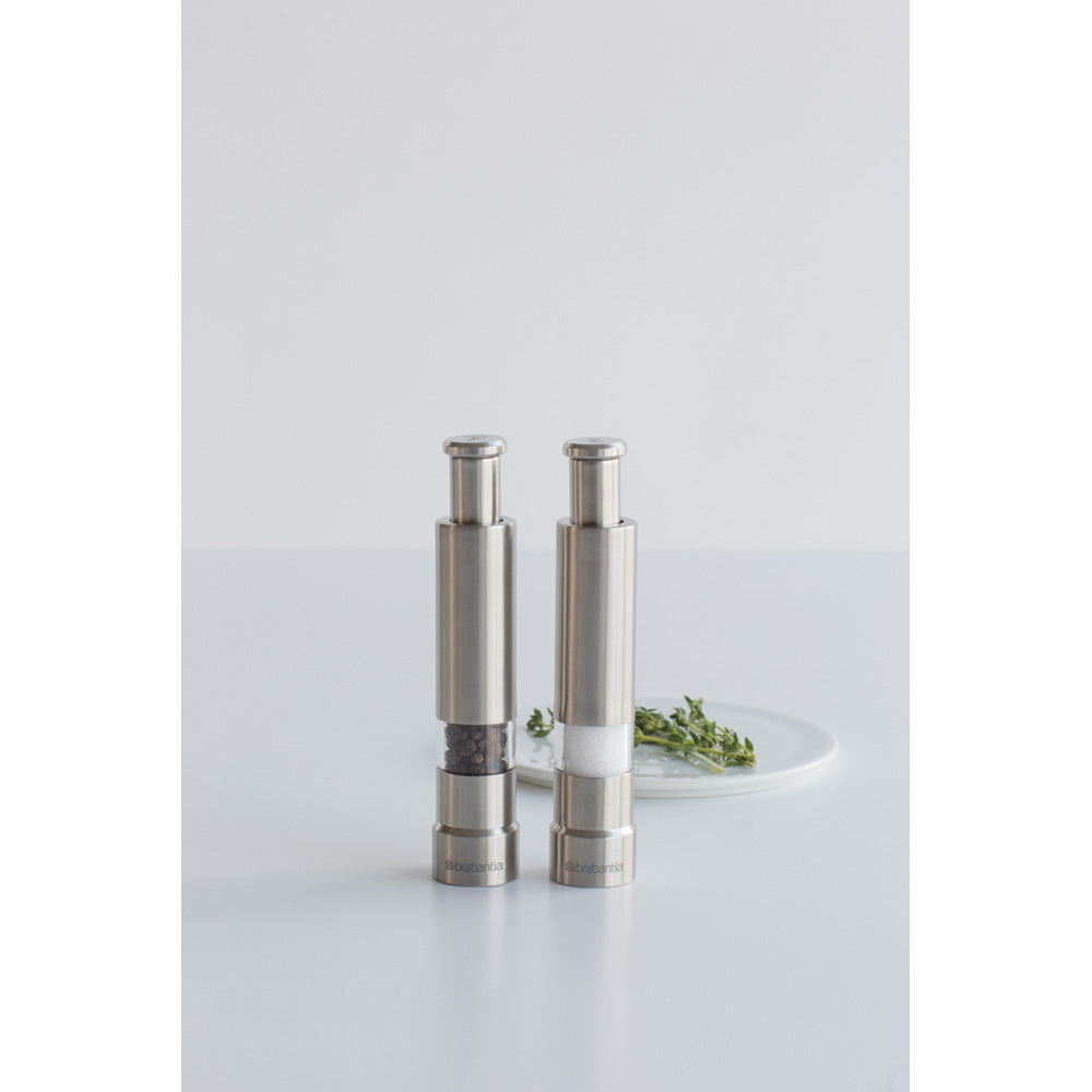 SALT AND PEPPER CRUSHERSDimensions:
 Height: 14.0 cm
 Length: 2.8 cm
 Width: 5.5 cm