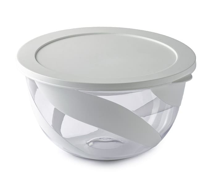 Salad bowl with white lid - Transparent