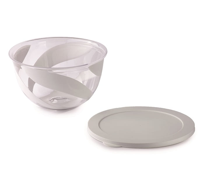 Salad bowl with white lid - Transparent