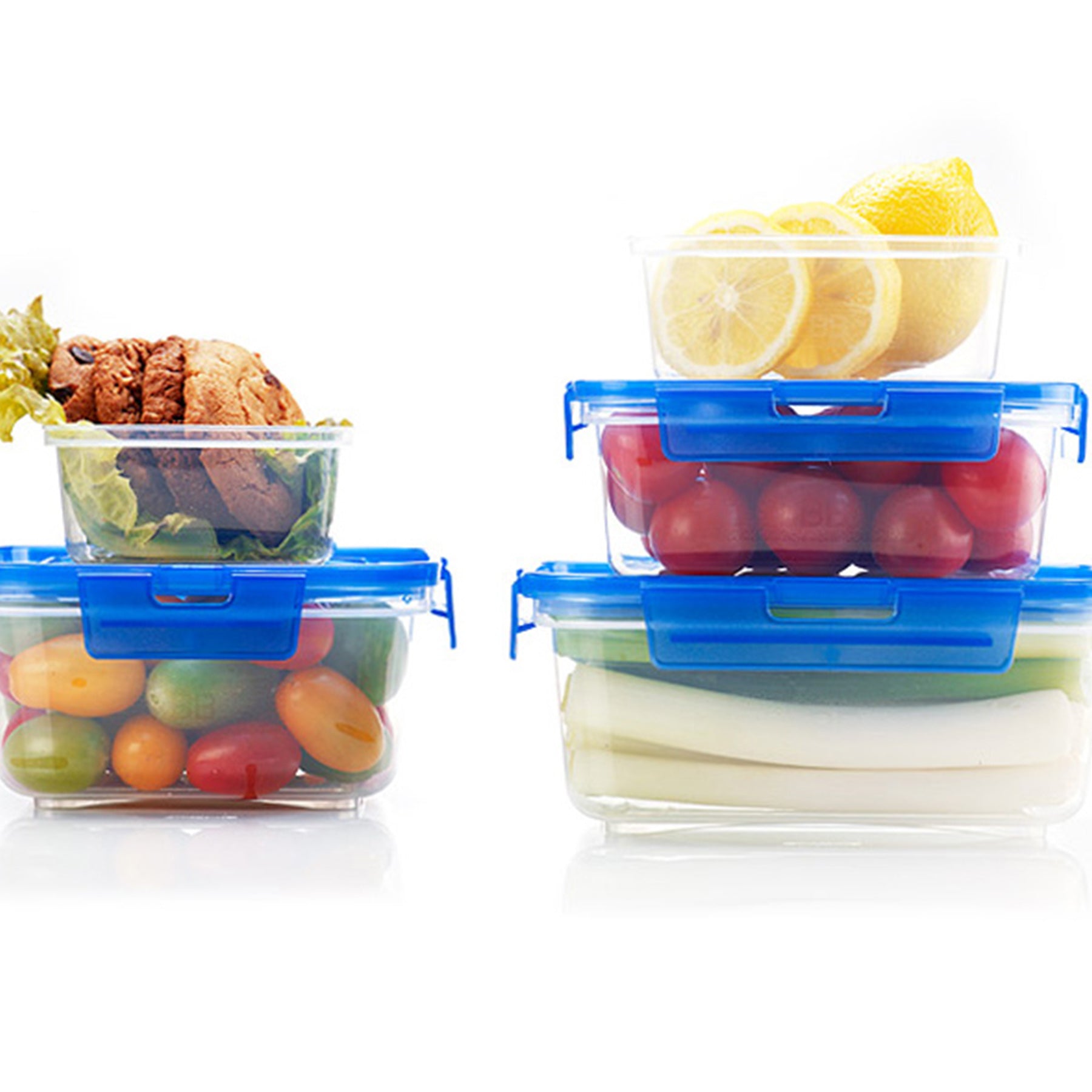 Plastic containers set - Blue & Clear