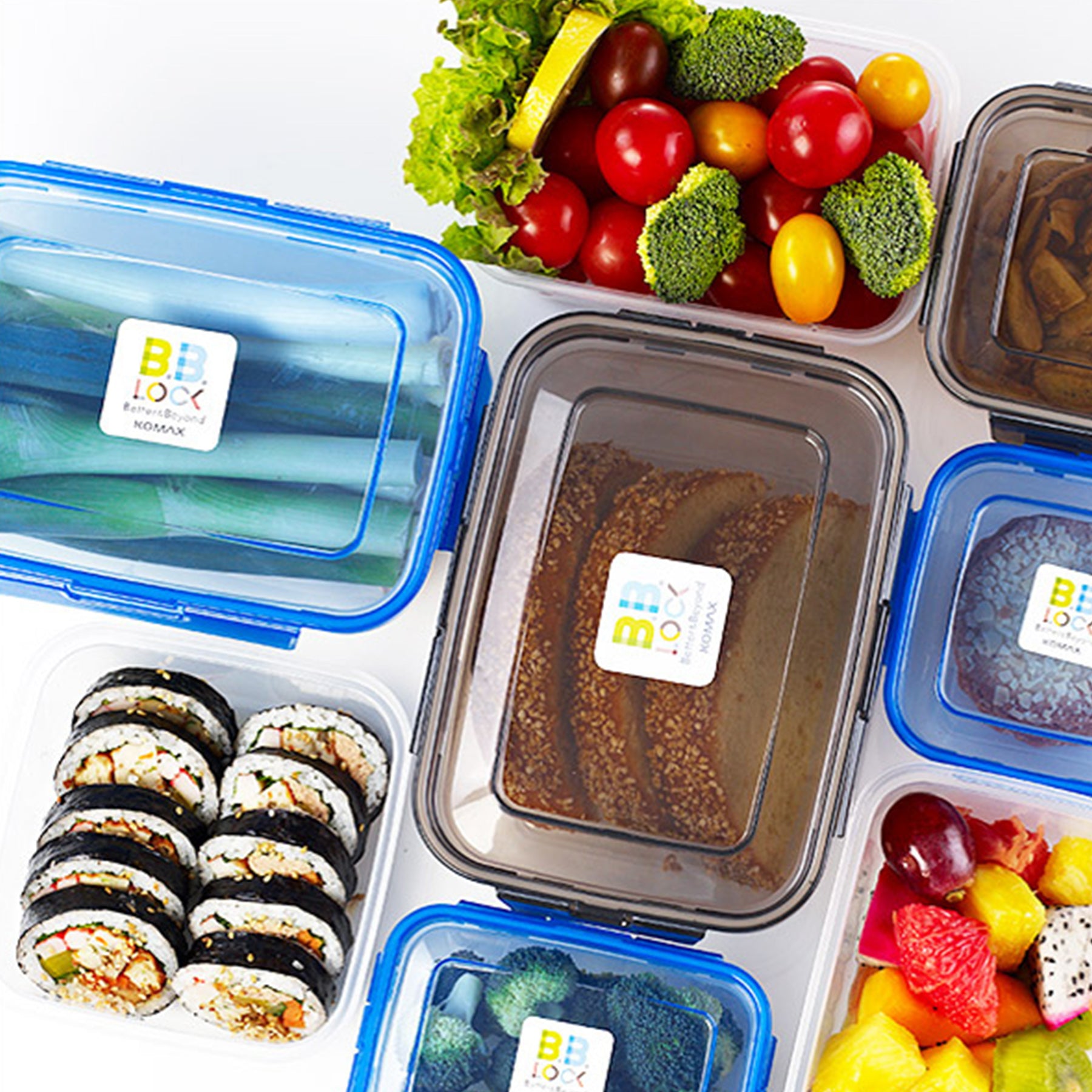 Plastic containers set - Blue & Clear