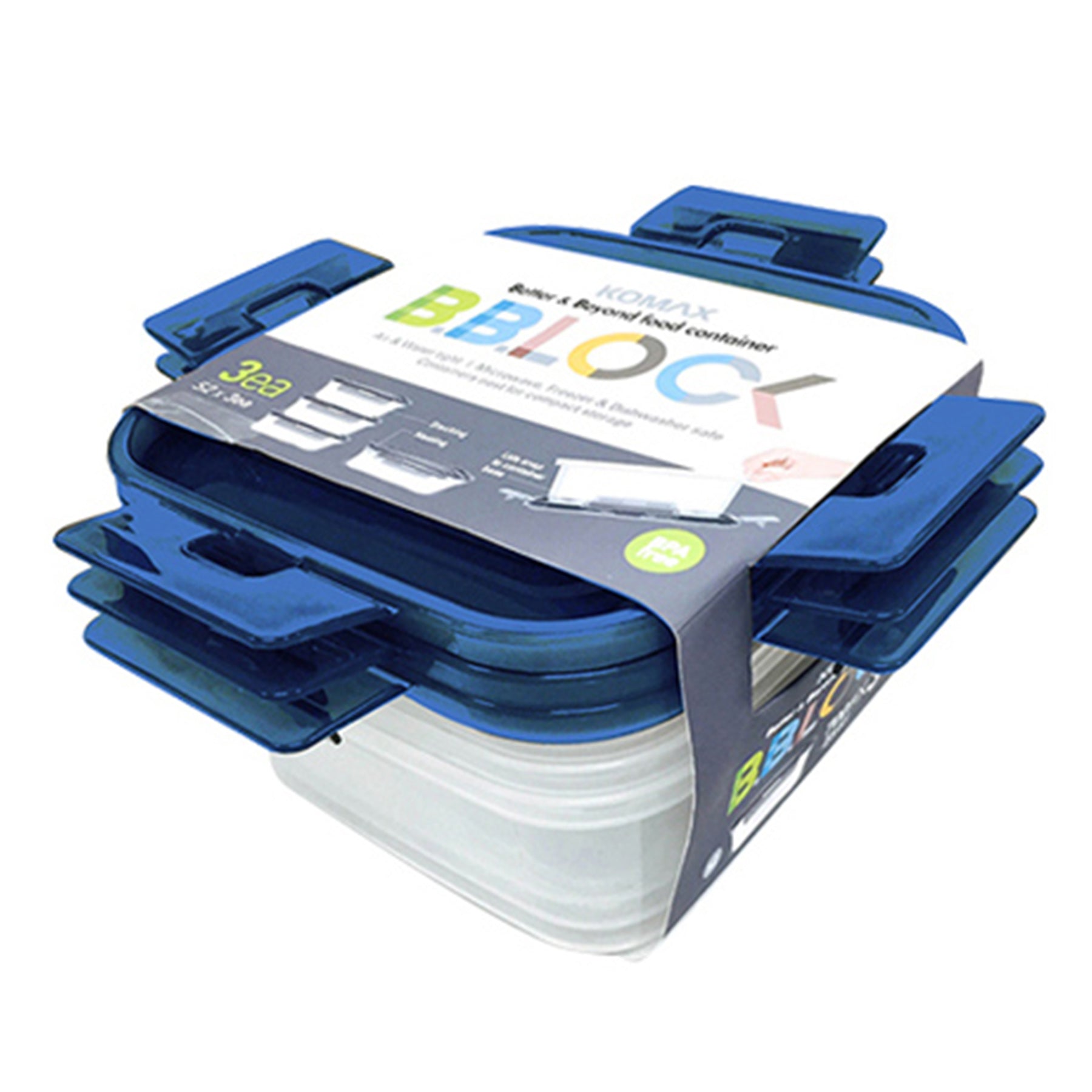 Plastic containers set - Blue & Clear