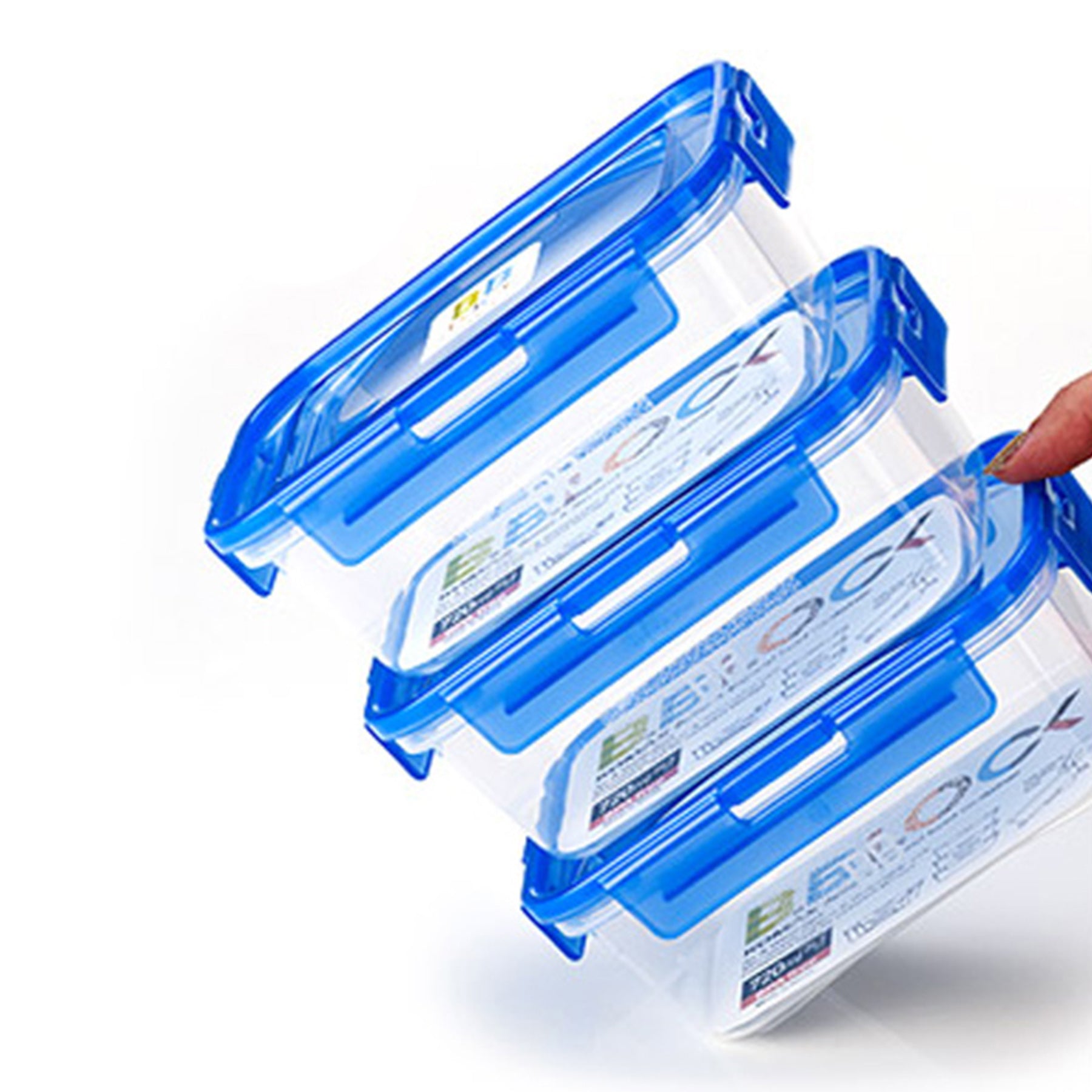 Plastic containers set - Blue & Clear