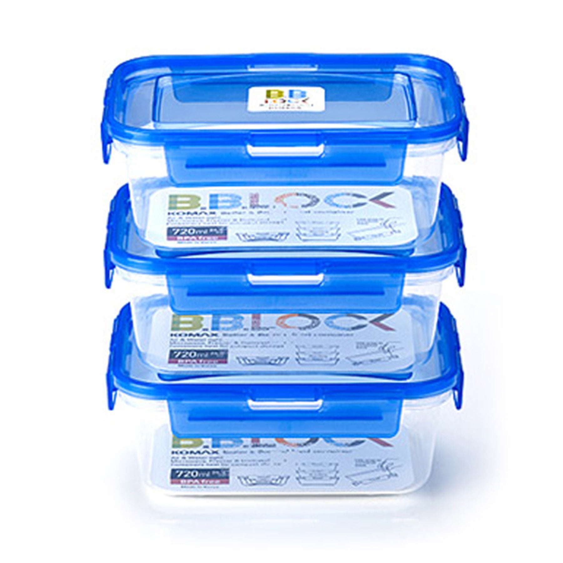 Plastic containers set - Blue & Clear