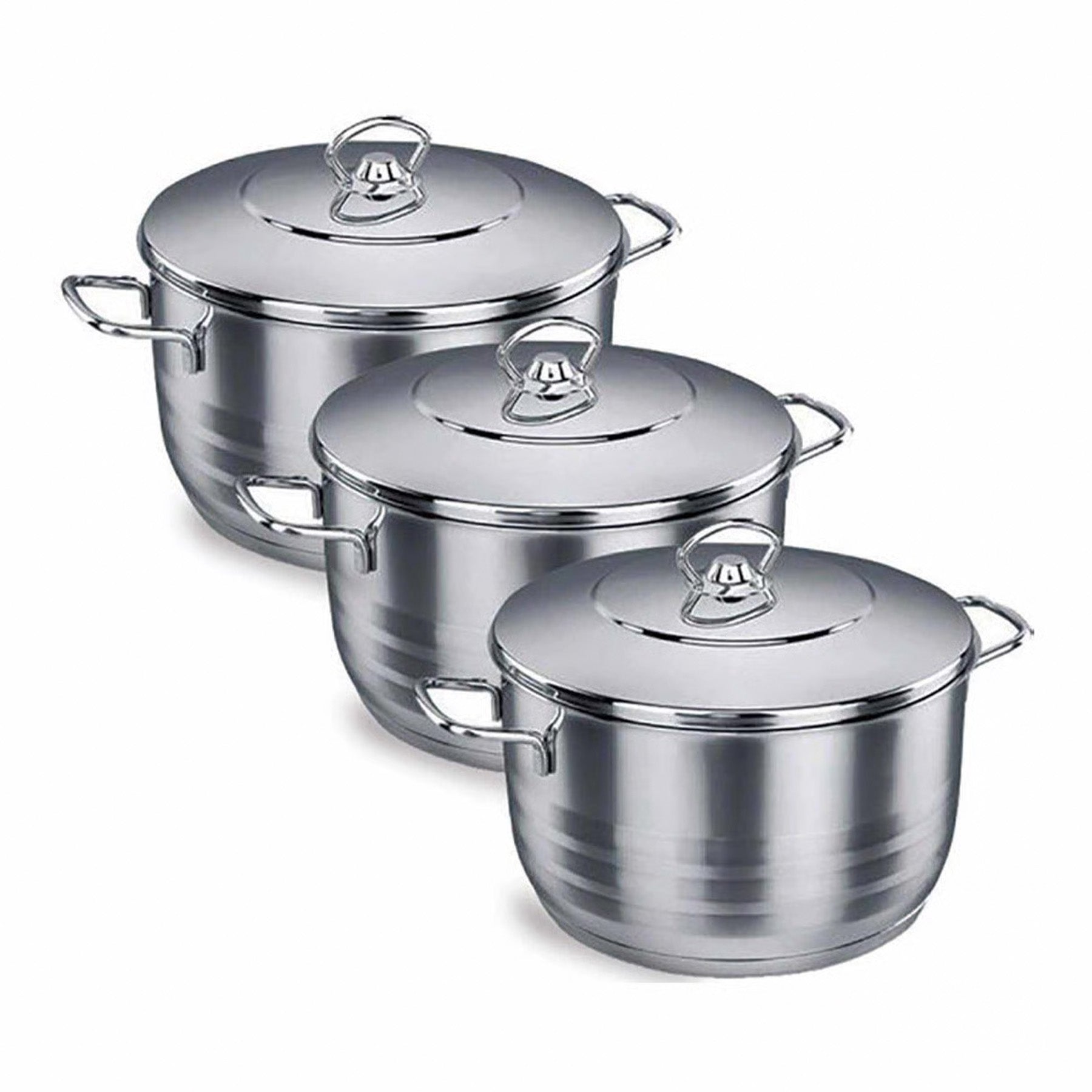 Cookware set with lid 6 Pcs, Silver