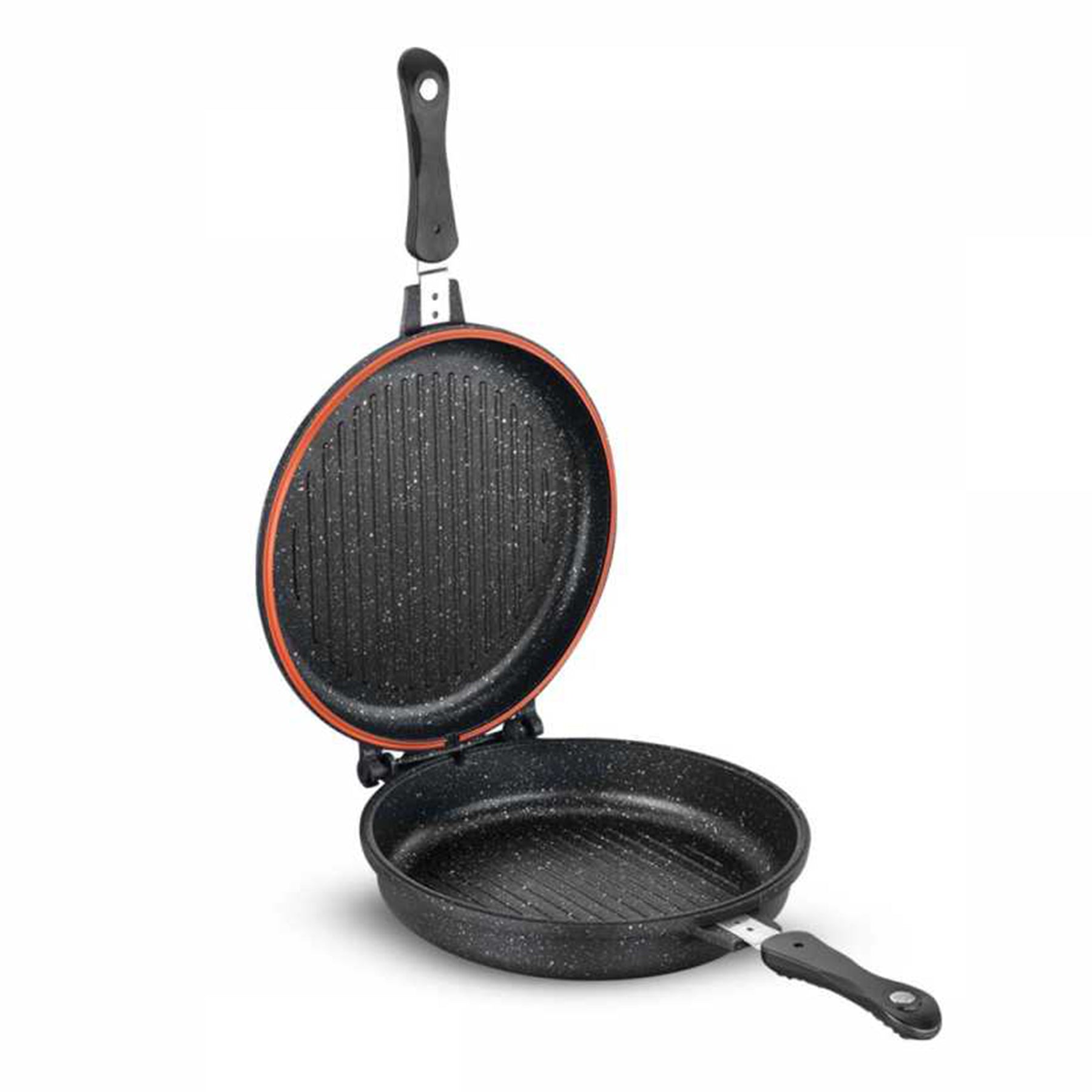 Double Frying Pan with Black Lid