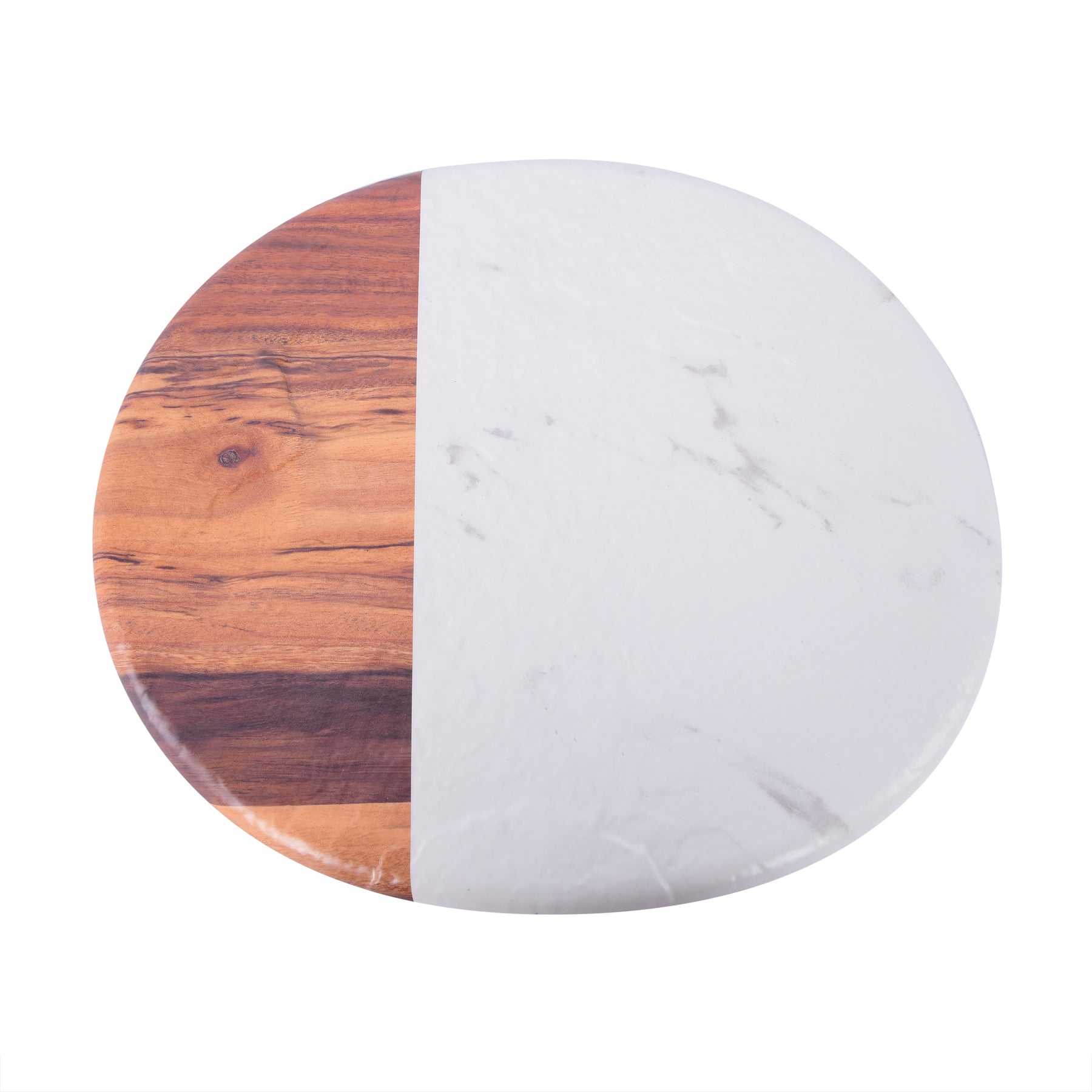 Round Food Board - Marble & Brown