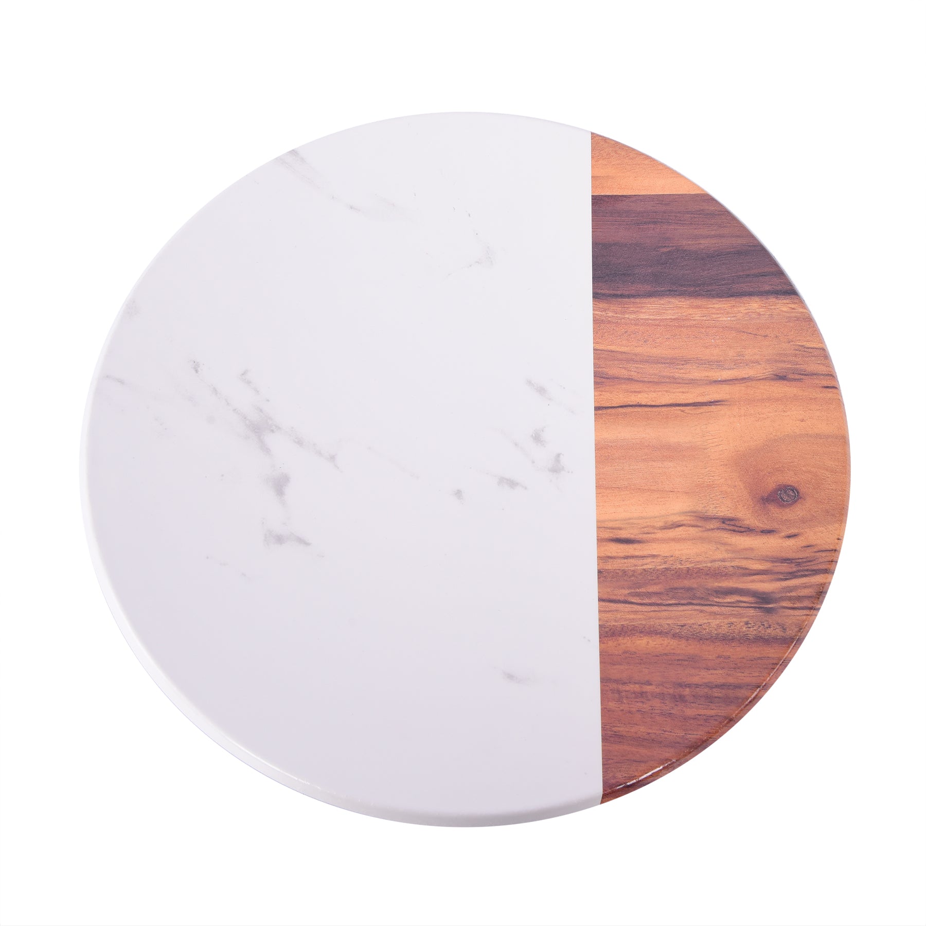 Round Food Board - Marble & Brown
