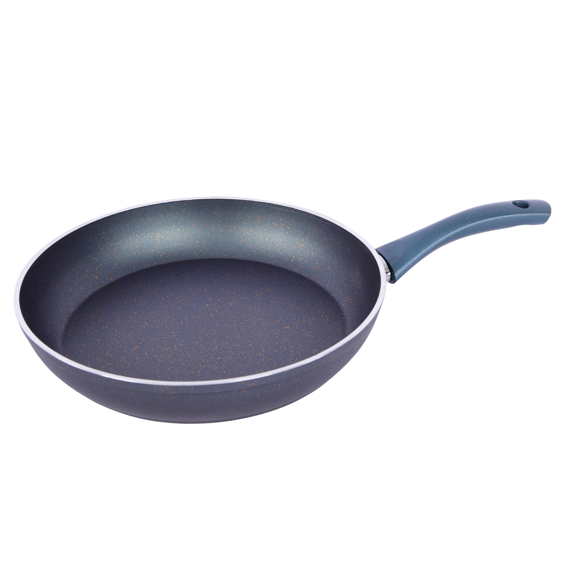 Frying Pan with handle, Blue,Gold