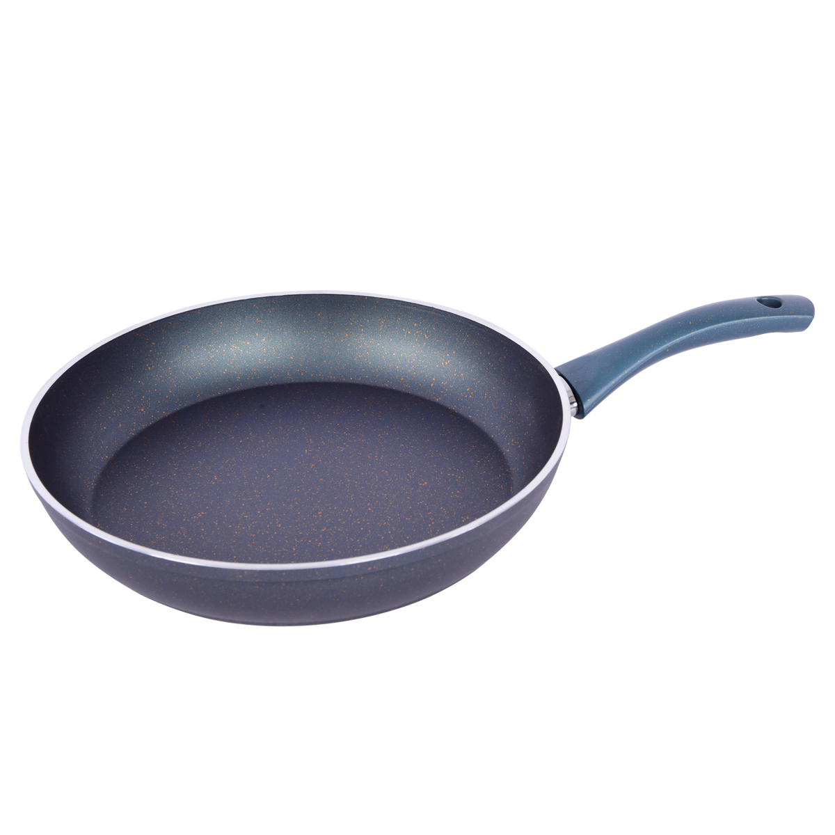 Frying Pan with handle, Blue,Gold