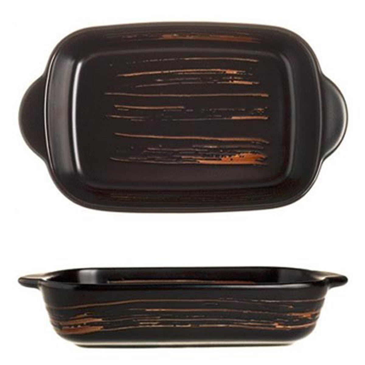 Ceramic Square Plate with Handles , Black Color