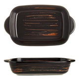 Ceramic Square Plate with Handles , Black Color