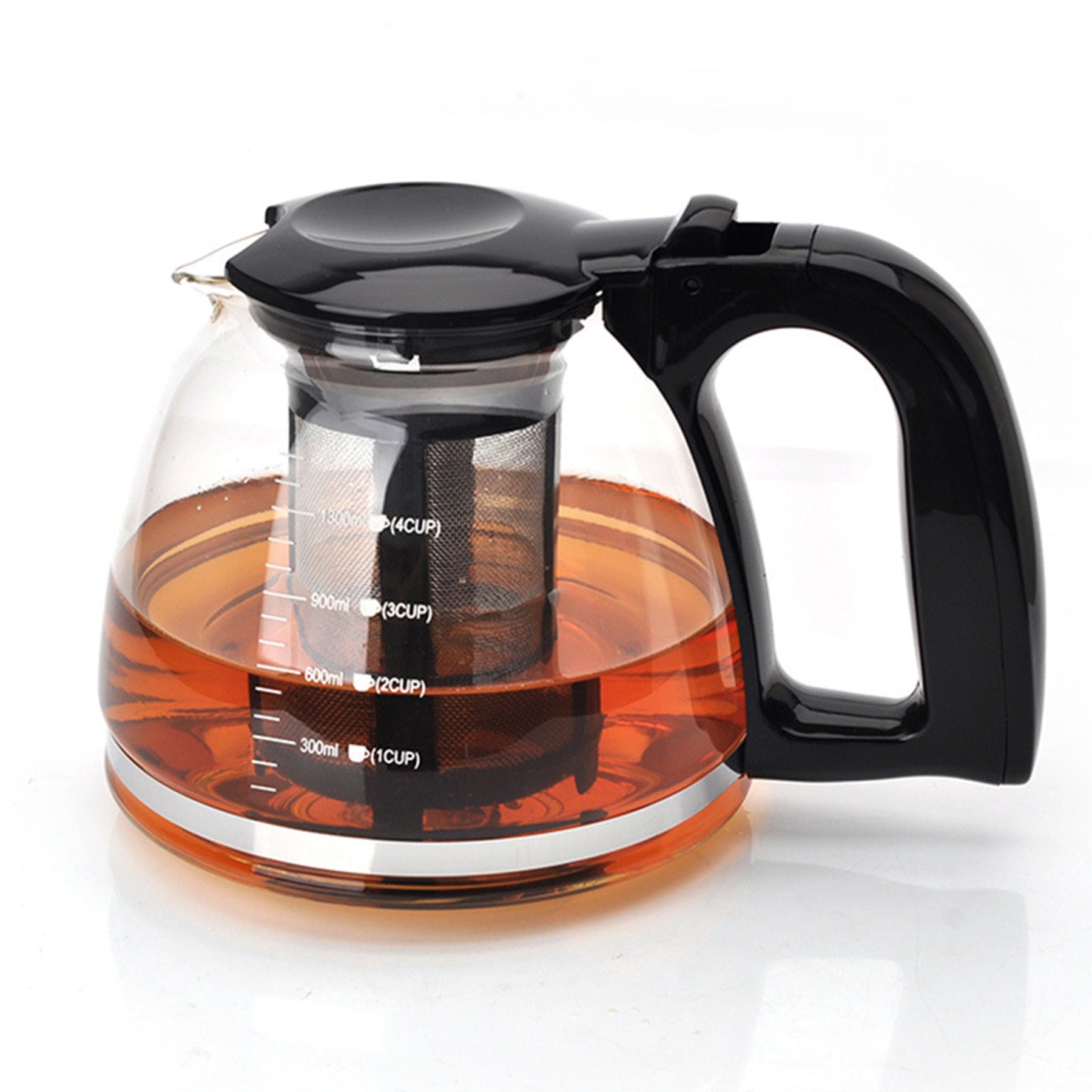 Glass Tea Pot 1.5ltr, Black Color