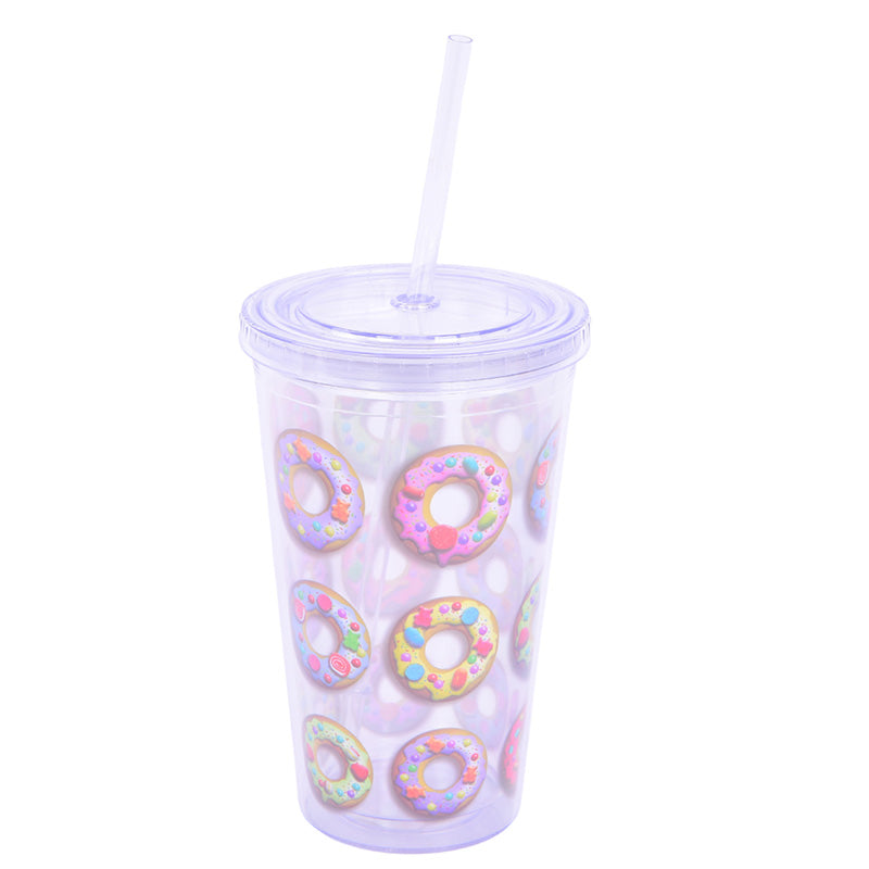 Donuts Double Wall Cup with Straw