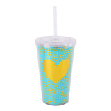 Drinking Glass with Straw, Blue