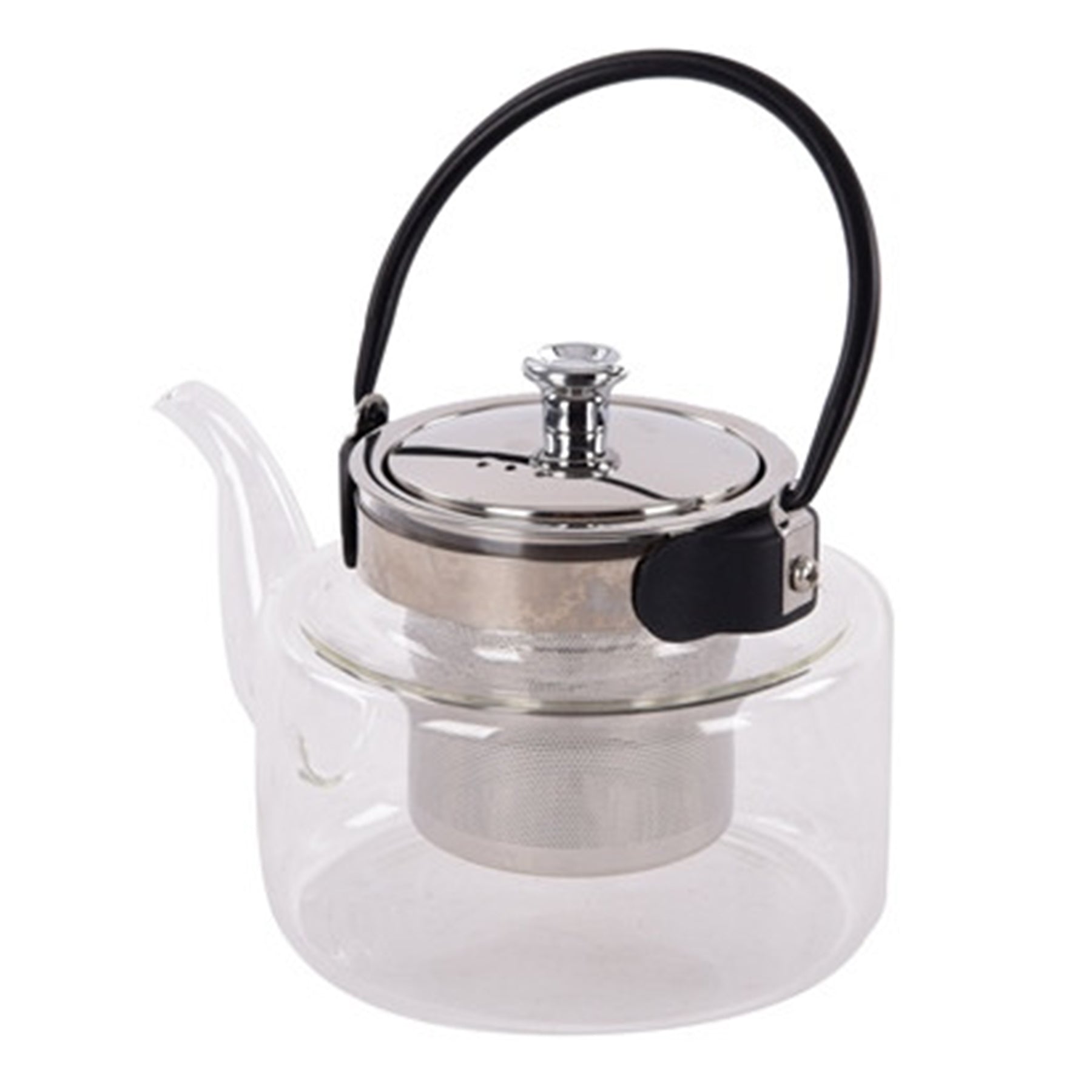 Tea pot With lid , Black & Clear Color