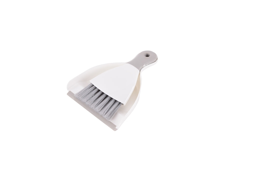 Dustpan with Cleaning Brush - White & Grey Color