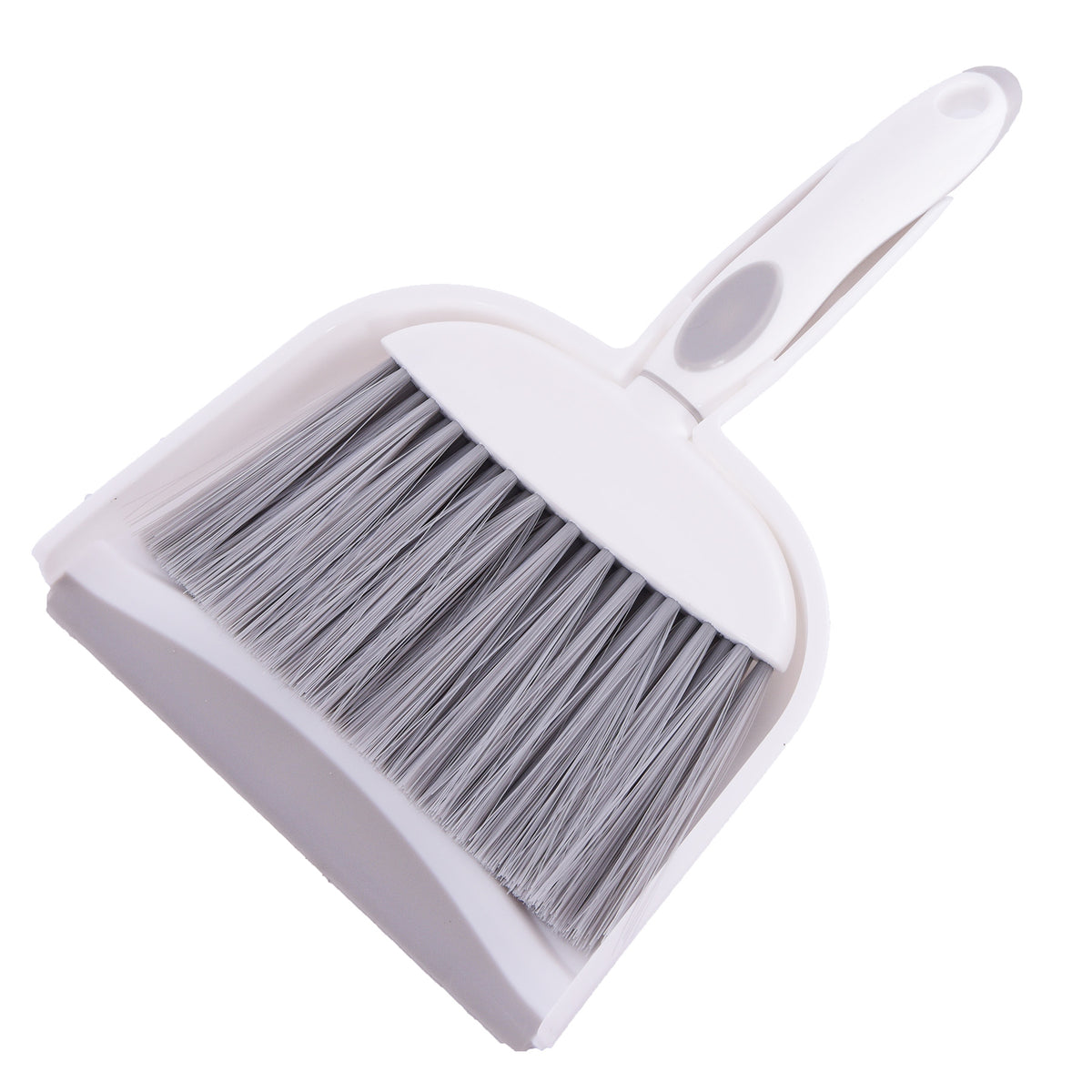 Dustpan with Cleaning Brush , White & Light Grey