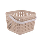 Plastic storage basket, beige color.