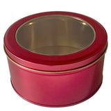 Round Metal Storage Box, Red Color