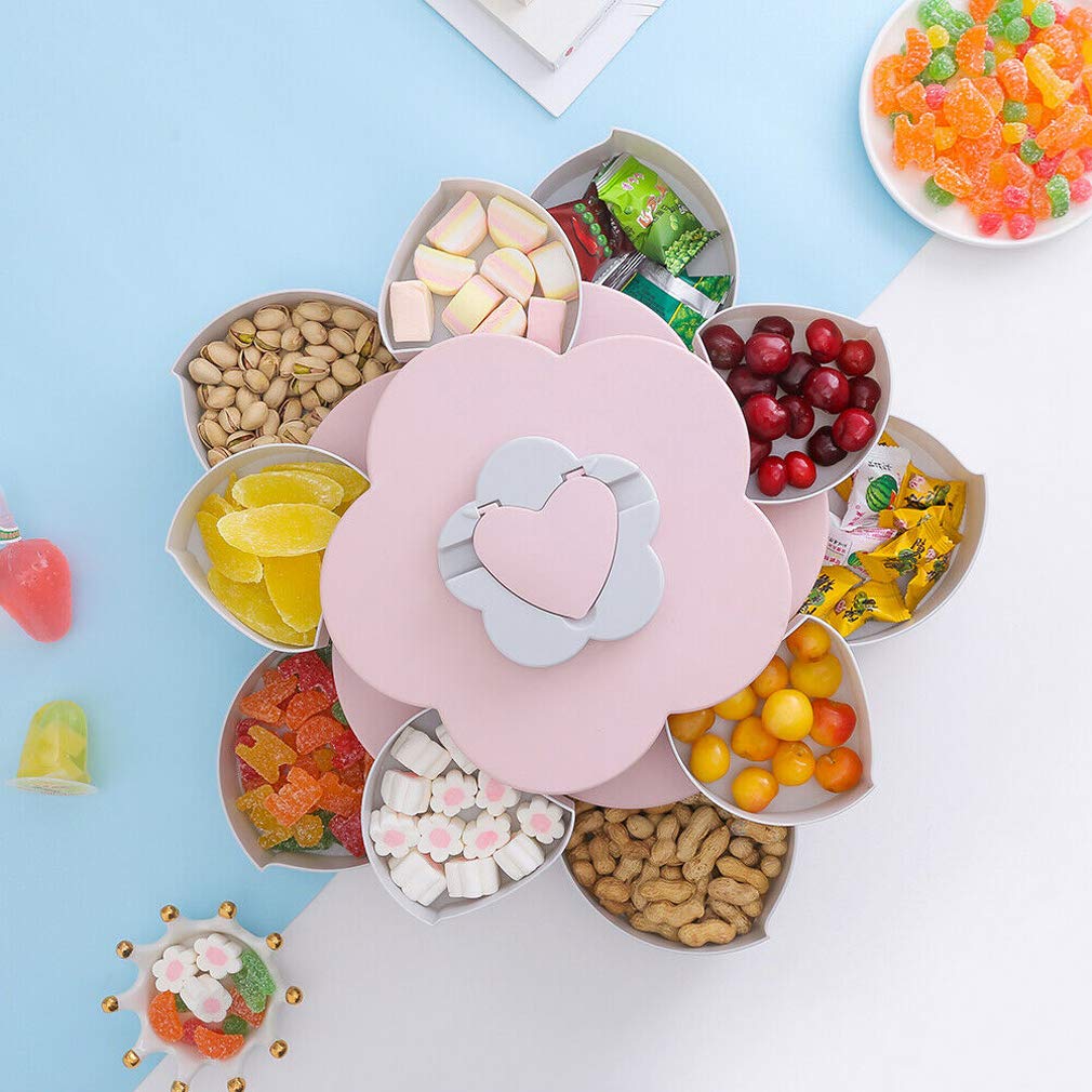 Pattern rotating flower shape candy dish