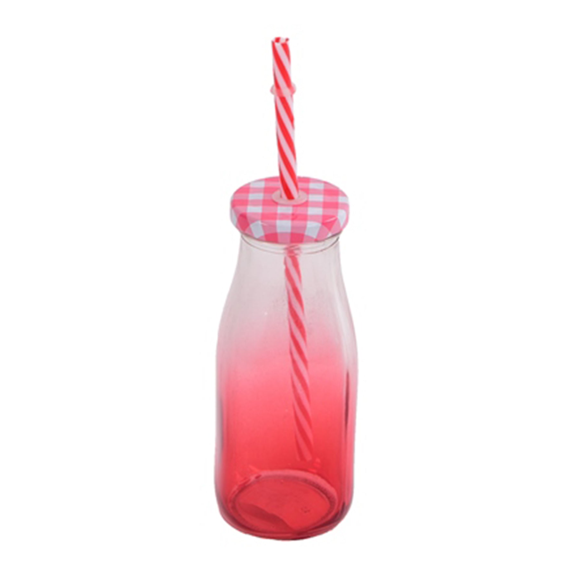 Drinking Glass with Straw - Red