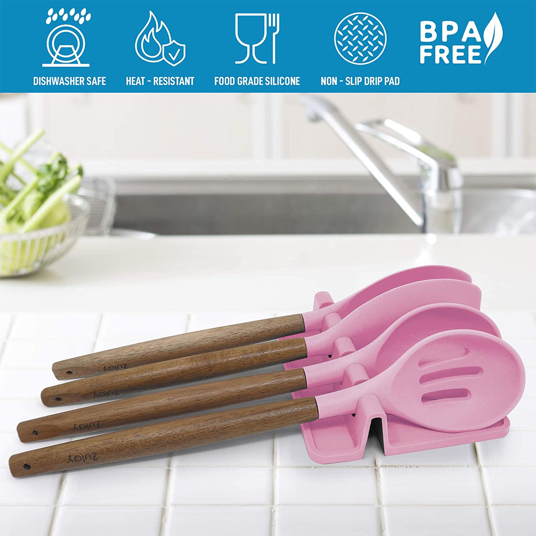 Kitchen utensil rest - pink