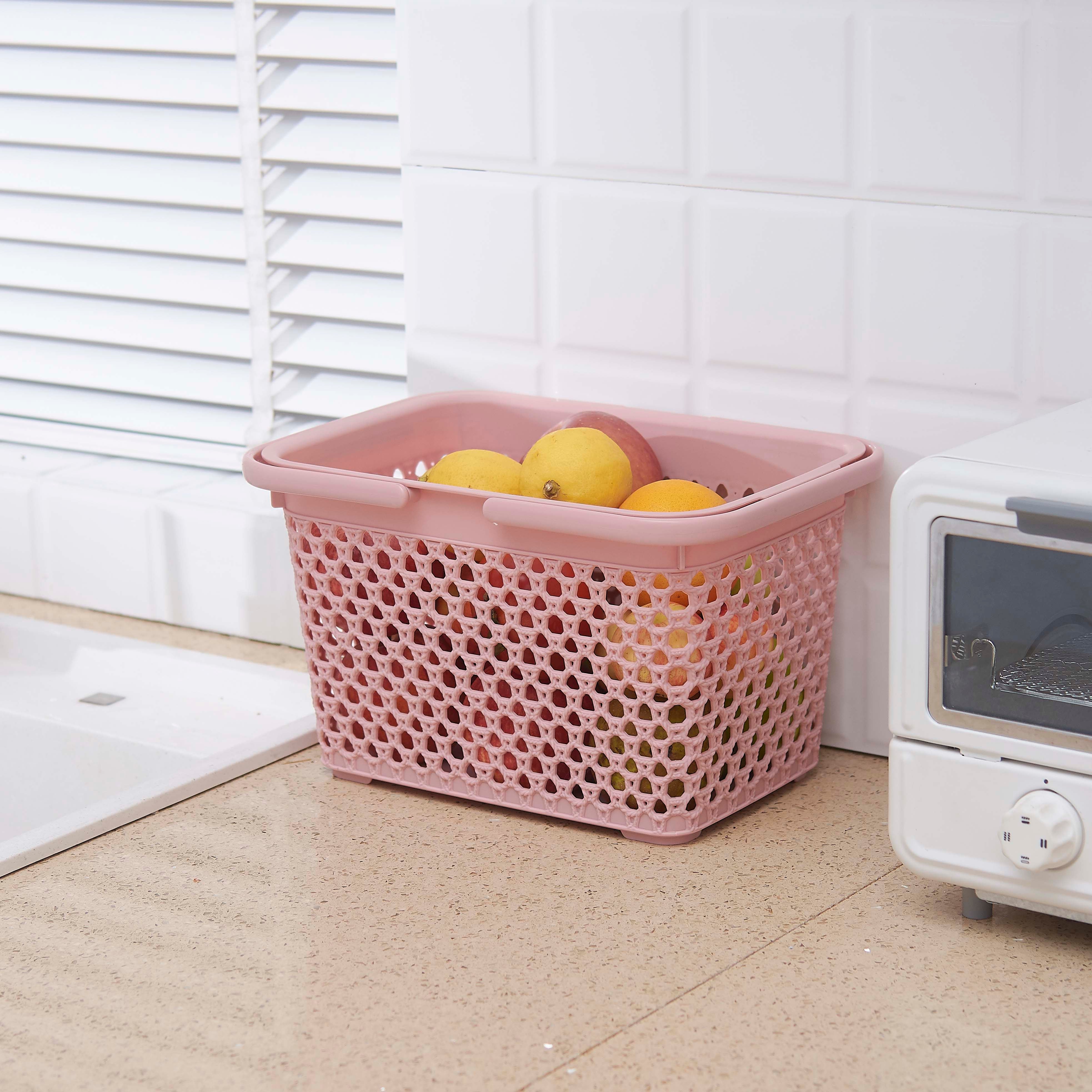 Storage basket with handles - pink