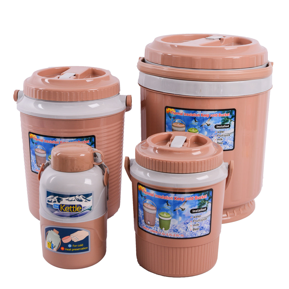 4 Pieces Insulated Cooler Set , beige Color