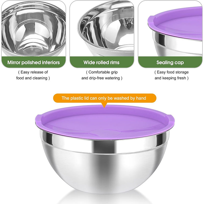 5pcs Salad Bowl Set with Silicone bottoms