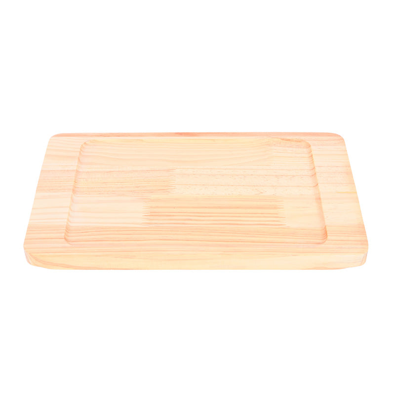 Rectangle Fry Pan With Wooden Platter