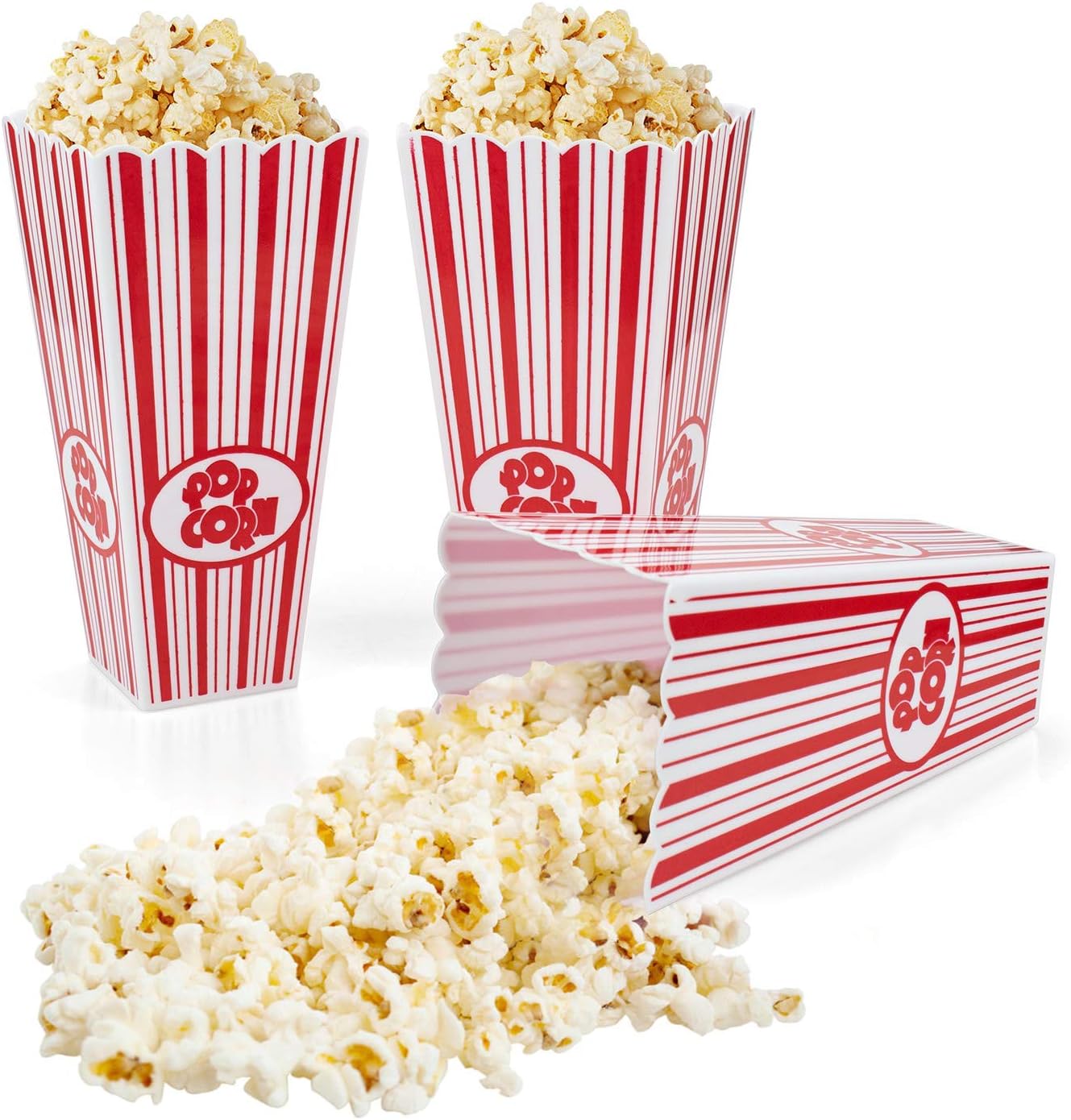 Large Popcorn holder, White & Red