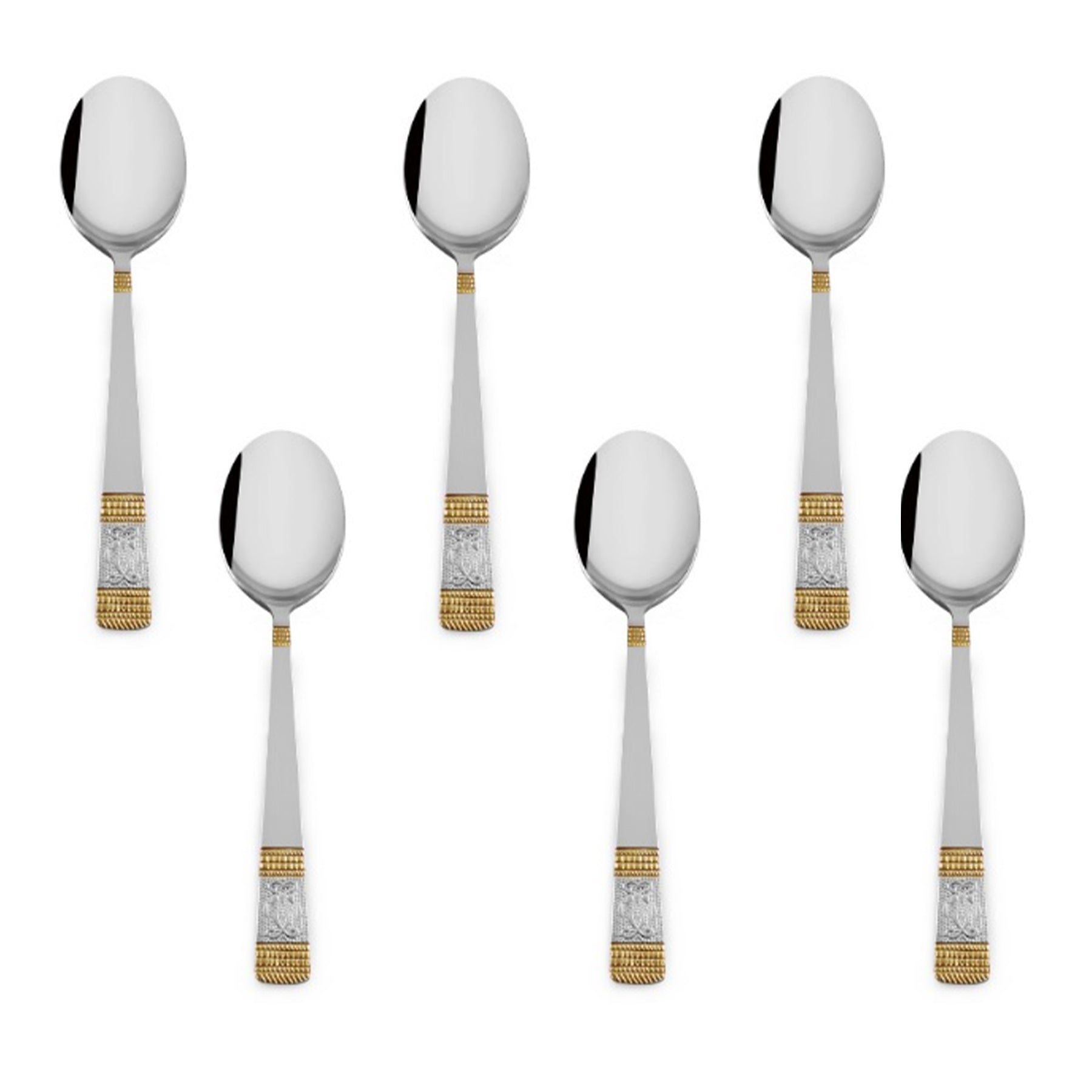 Dinner Spoon 6 PCS Set - Silver & Gold