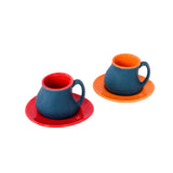 Coffee Set - Green , Red & Orange