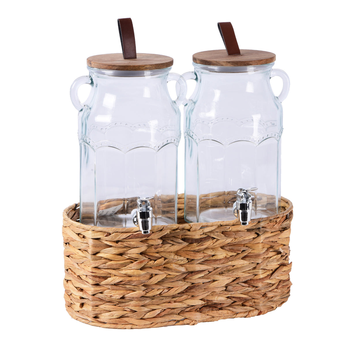 Set of 2 Drink Dispensers with Base , 6.2 Liters