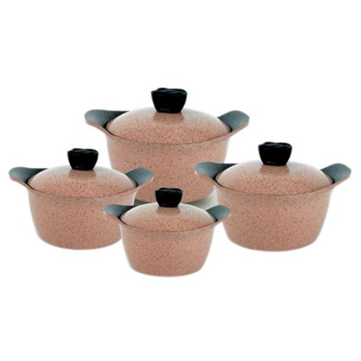 Granite Cookware Collection Pots 8 Pcs Set - pink