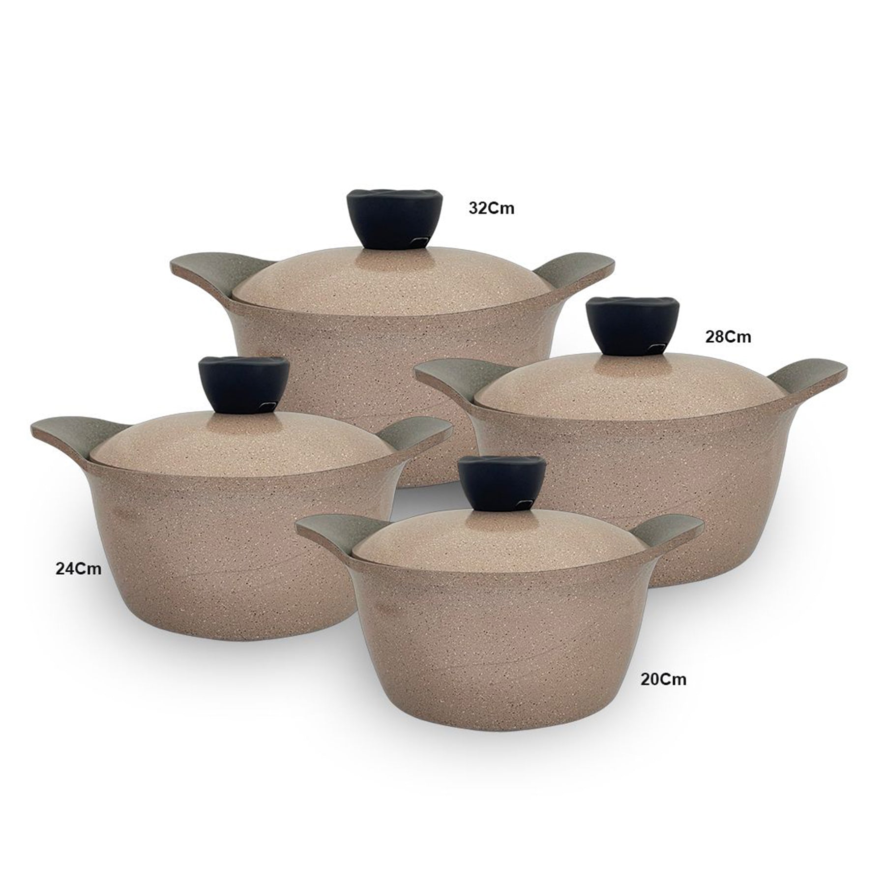 8pcs Granite Cookware Collection Pots Set - beige