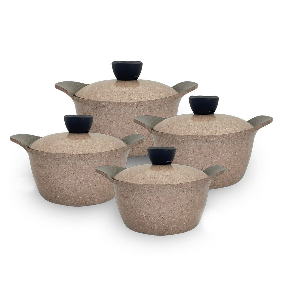 8pcs Granite Cookware Collection Pots Set - beige