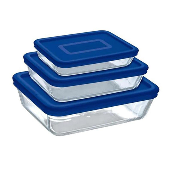 3pcs Glass Container Set - Blue