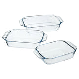 3pcs Rectangular glass Roaster Set