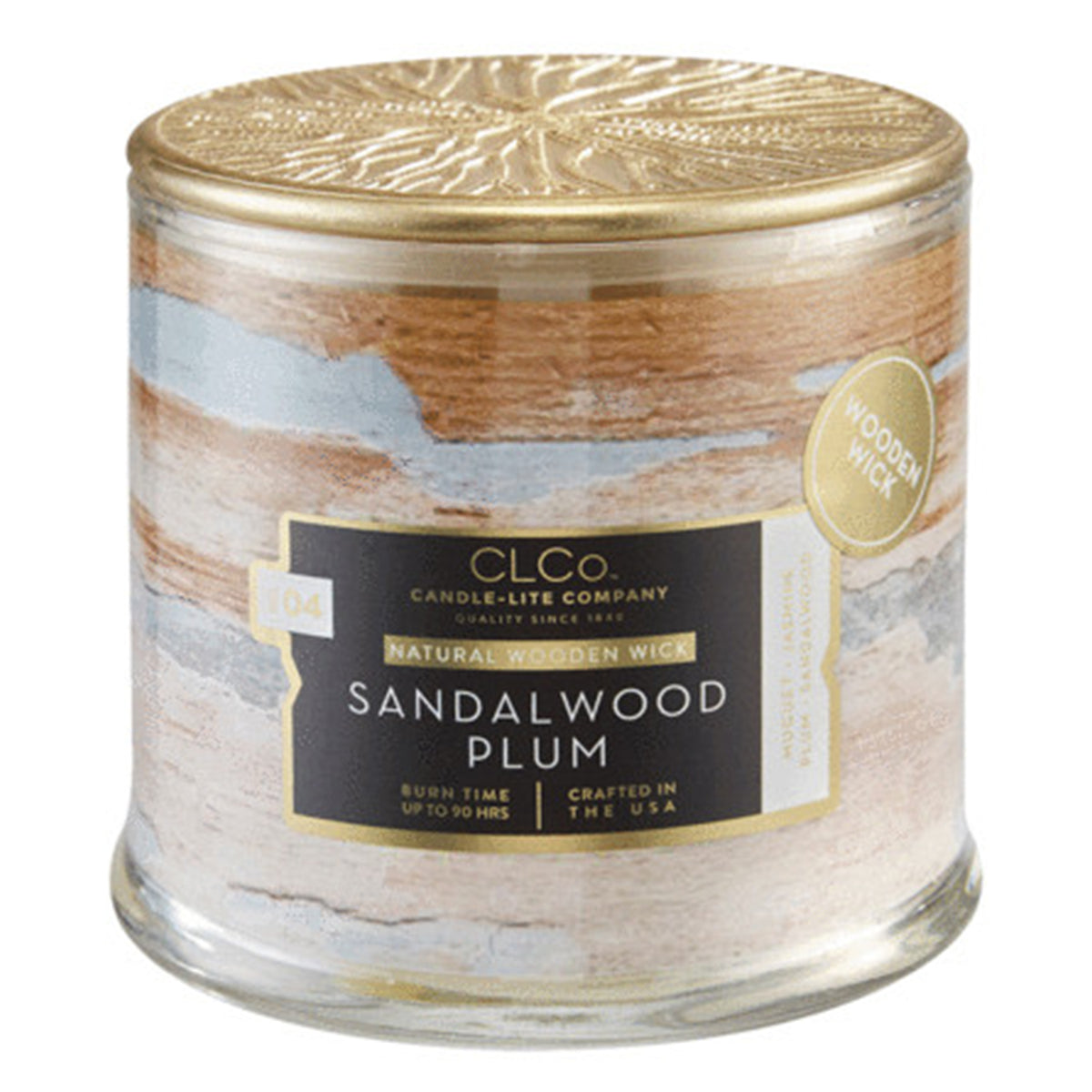 Sandal wood plum Natural Wooden Wick Glass Jar Candle