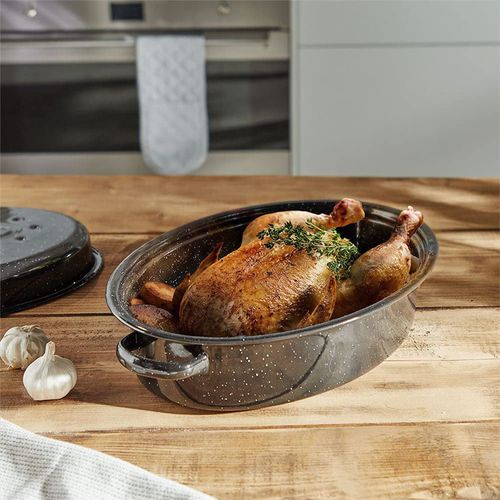 Oval Roaster With Lid - Black Color