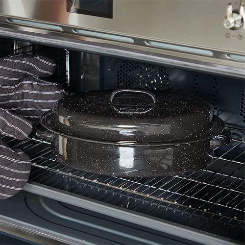 Oval Roaster With Lid - Black Color