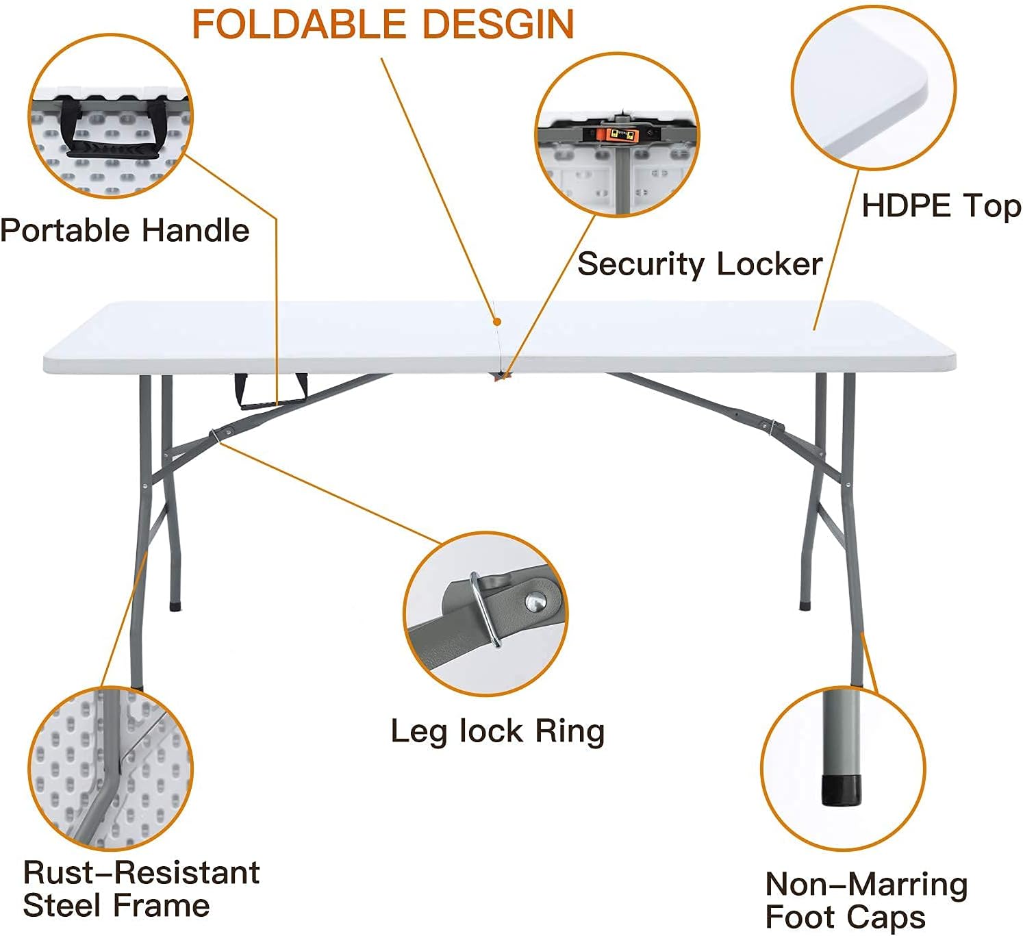 Durable Folding Banquet Table - White