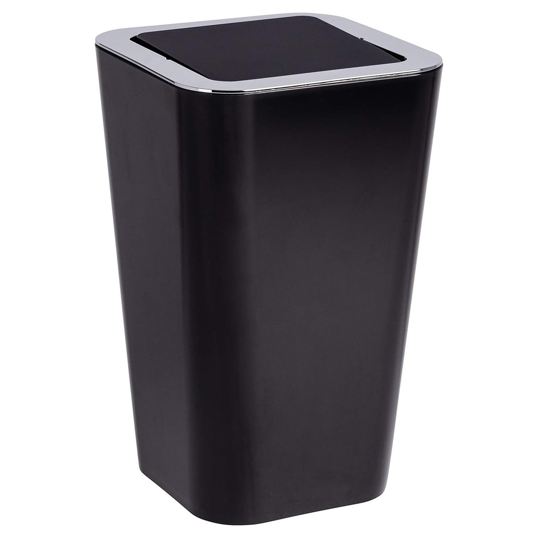 Small Trash Can with Swing Top Lid, Black