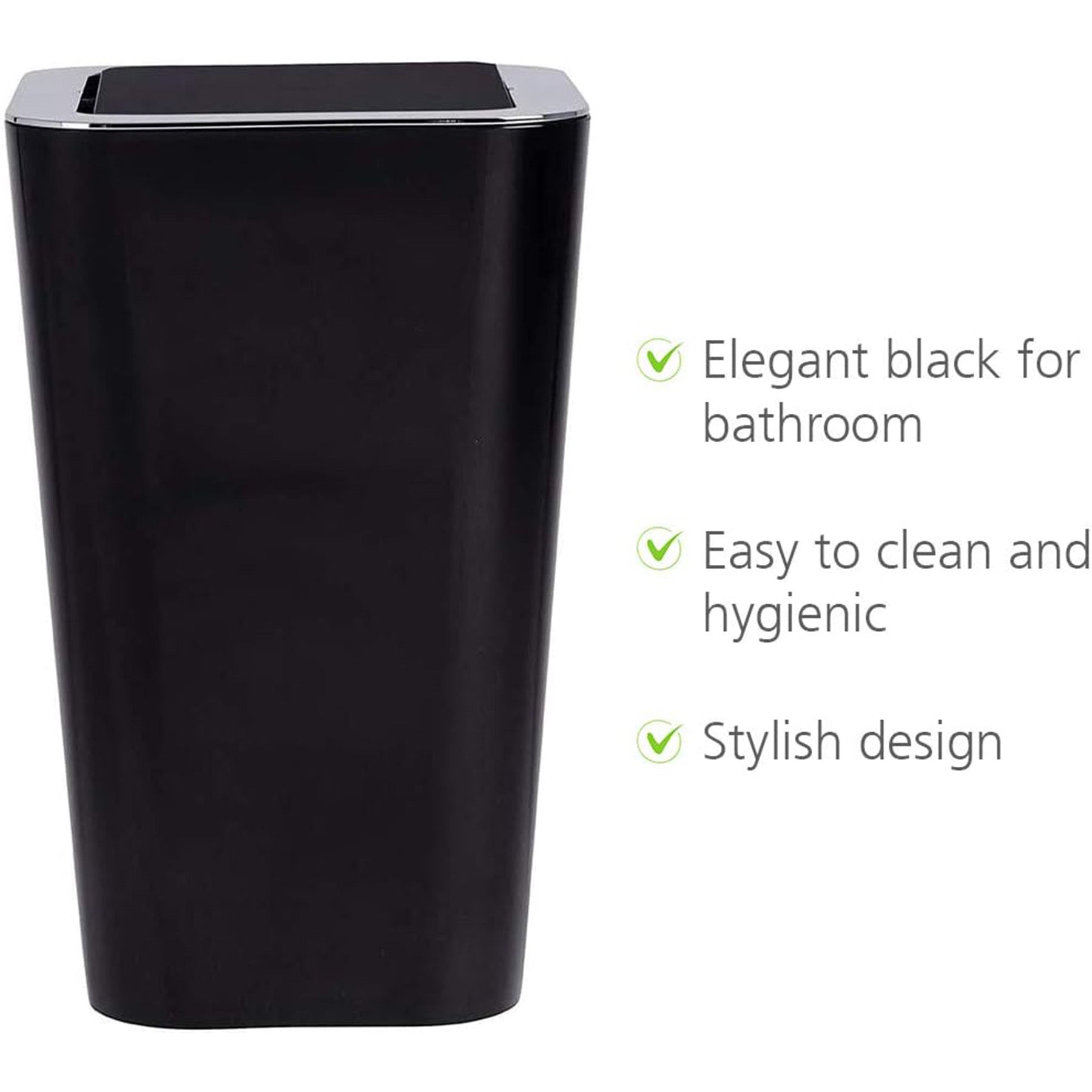 Small Trash Can with Swing Top Lid, Black