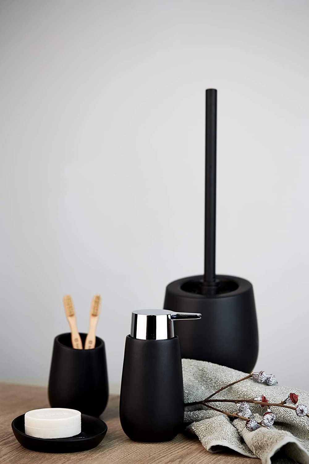 Toilet brush with holder, Black