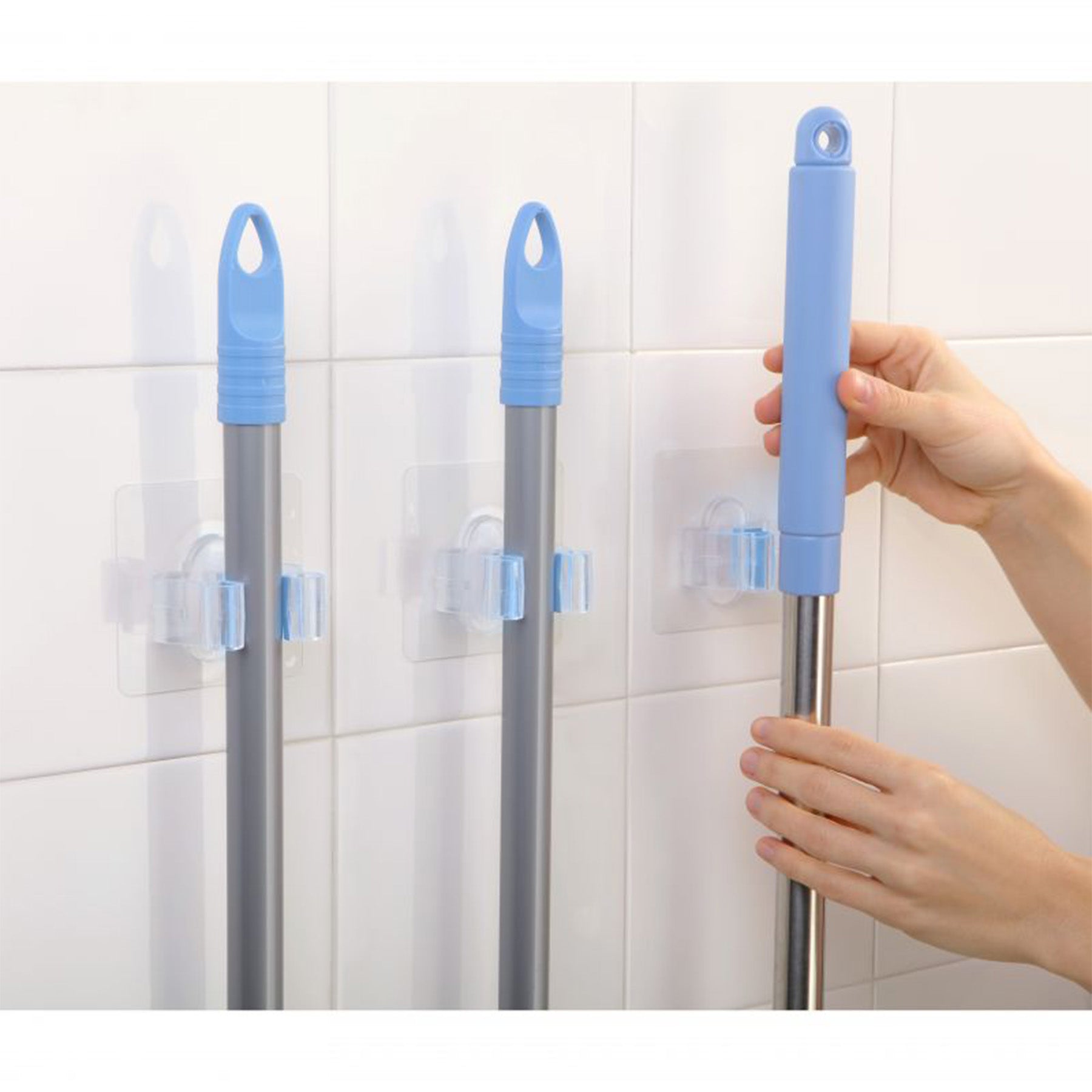 QuickFix Clip Broom Holder Wall Organizer