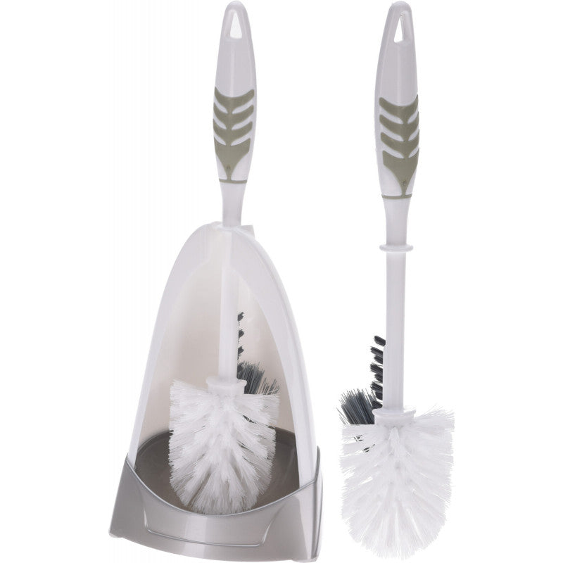 Toilet Brush with holder, Grey & White