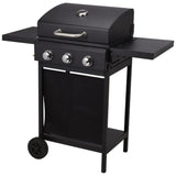 BBQ 3-Burner gas grill with wheels - Black